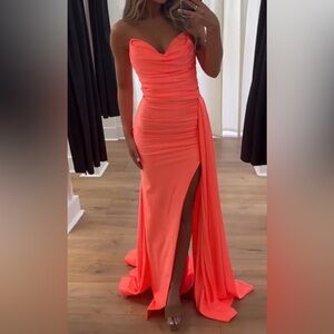 Elegant Coral Evening Gown